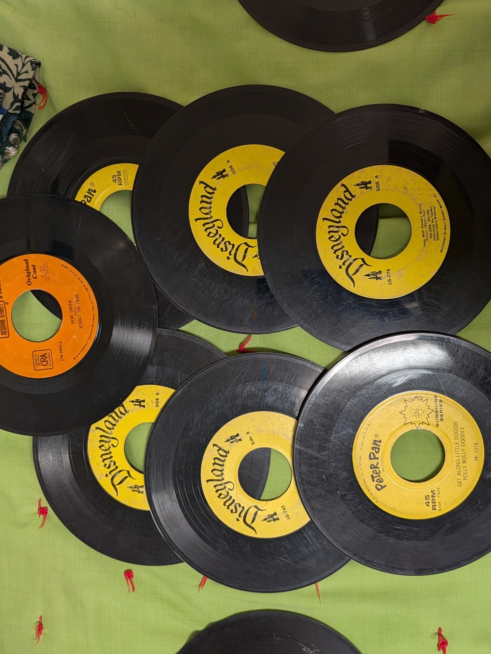 Disney Black Vinyl Records with Yellow and Orange Labels - Party Wall Decor